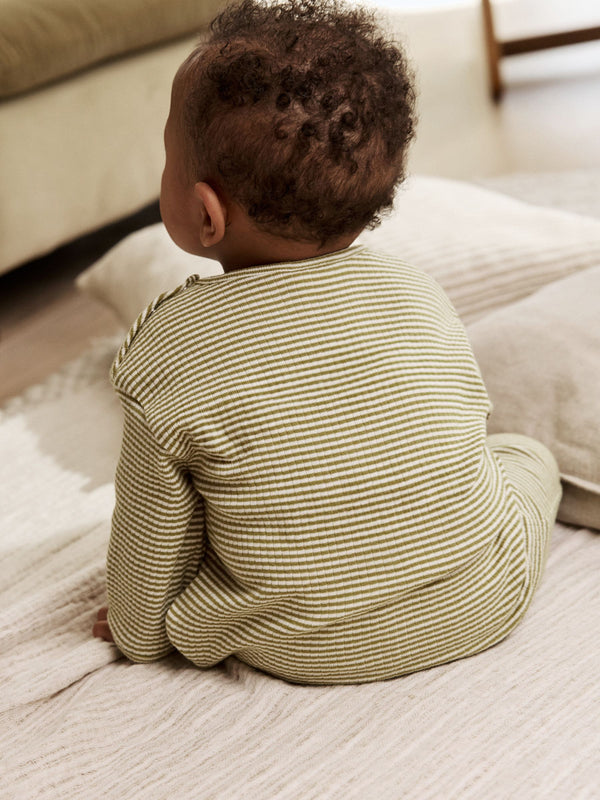 Green/White Striped Baby Top and Leggings Set (0mths-2yrs)