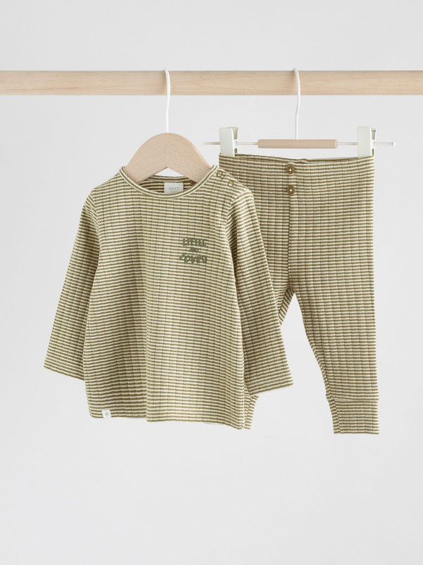 Green/White Striped Baby Top and Leggings Set (0mths-2yrs)
