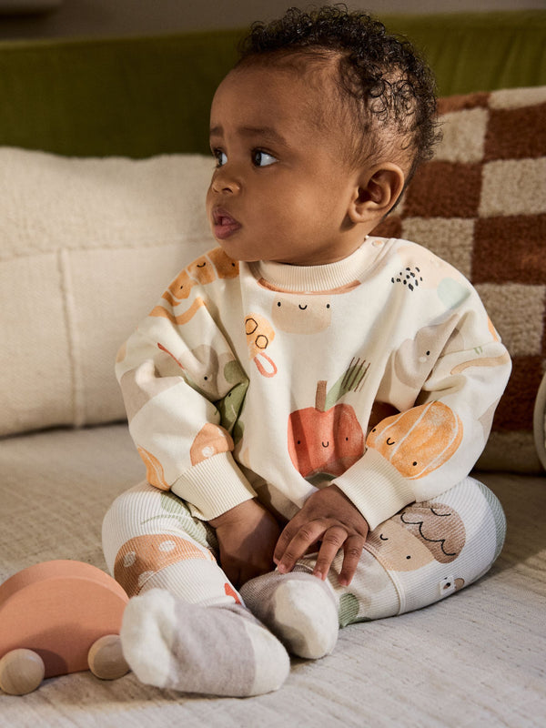 Orange Autumnal Sweatshirt and Leggings Baby Set (0mths-2yrs)