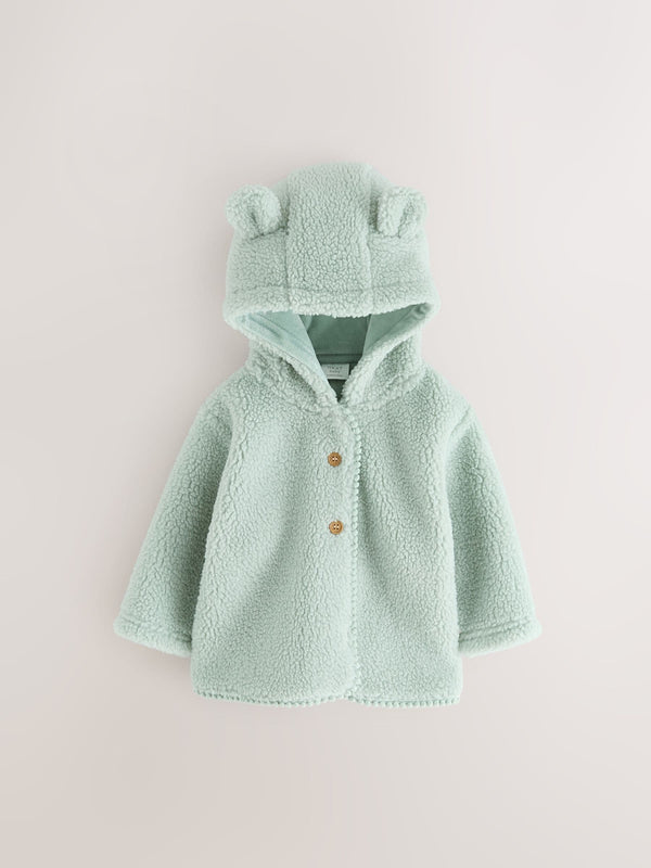 Sage Green Baby Borg Hooded Jacket (0mths-2yrs)