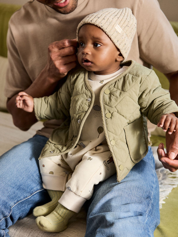 Khaki Green Nylon Quilted Baby Jacket (0mths-2yrs)