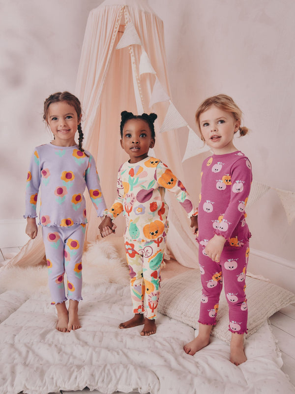 Purple Pumpkin Print Pumpkin Snuggle Pyjamas 3 Pack (9mths-10yrs)