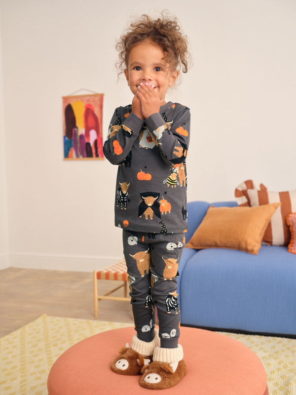 Trick or Treat Hamish Print Charcoal Grey Halloween Hamish Long Sleeve Pyjamas (9mths-12yrs) (9mths-12yrs)