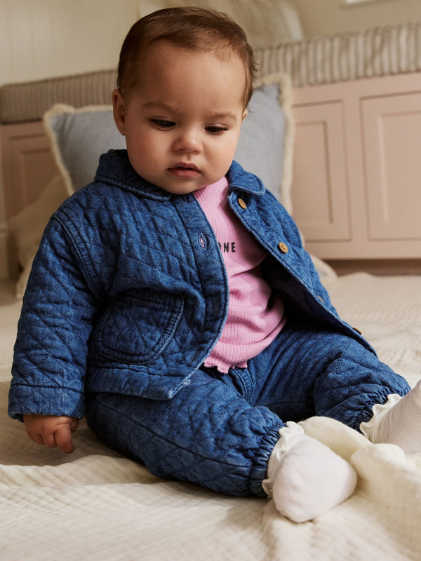 Blue Baby Denim Jacket Trousers and T-Shirt 3 Piece Set (0mths-2yrs)