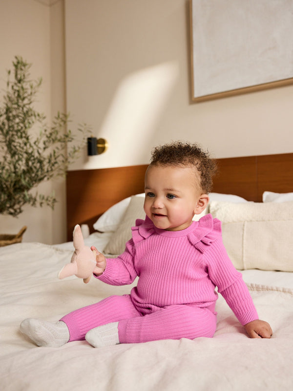 Bright Pink Baby Knitted Jumper and Leggings Set 2 Piece (0mths-3yrs)