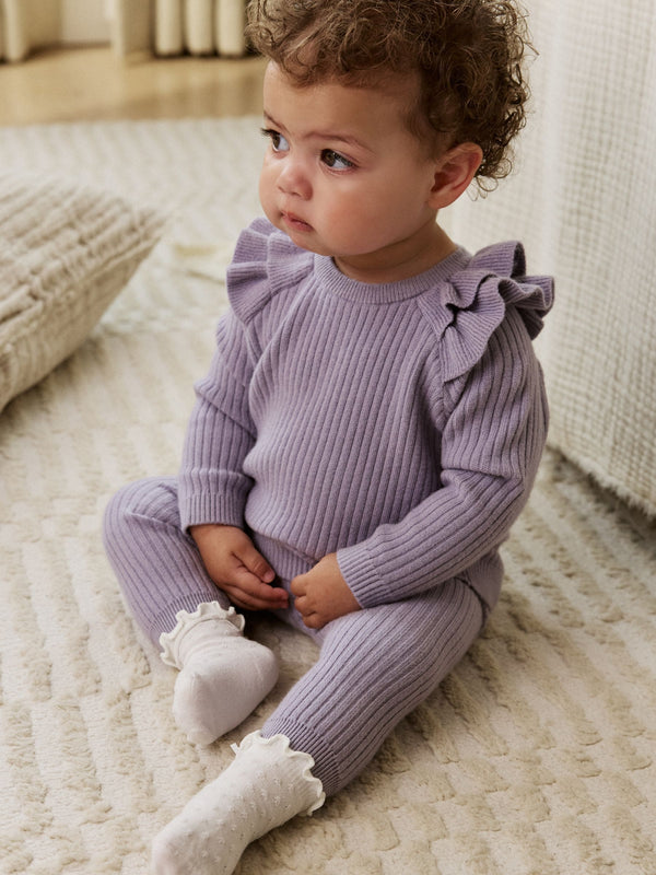 Lilac Purple Baby Knitted Jumper and Leggings Set 2 Piece (0mths-3yrs)