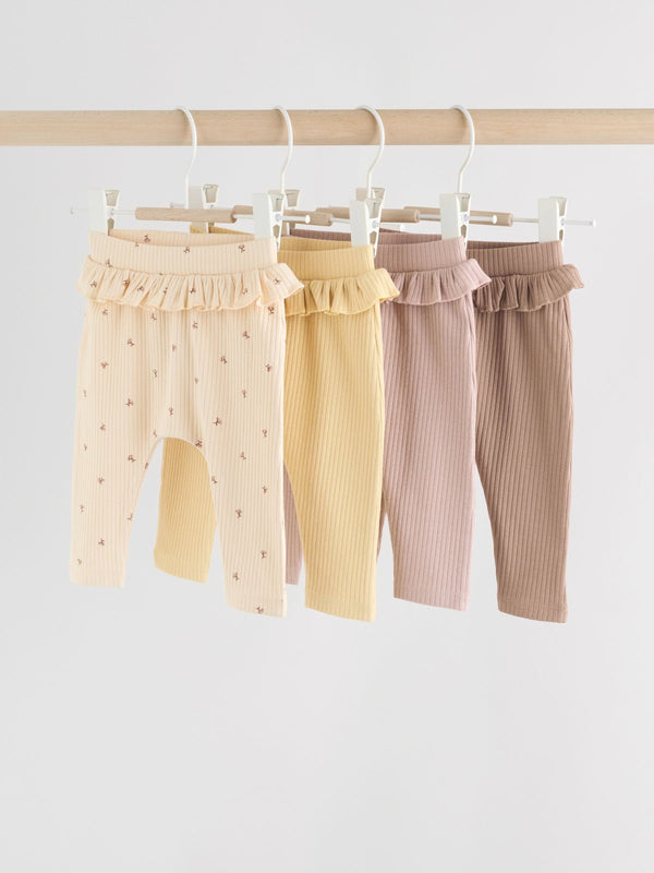 Purple/Yellow/Cream Ditsy Baby Leggings 4 Pack (0mths-2yrs)