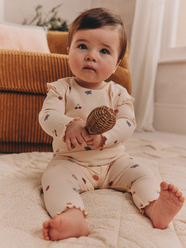 Cream Bright Character Top and Leggings Baby 2 Piece Set (0mths-2yrs)