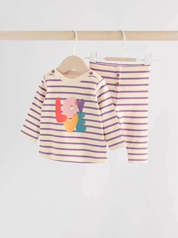 Multi Baby Long Sleeve Top and Leggings Set 2 Piece (0mths-2yrs)