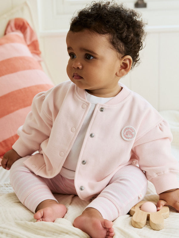 Pink/White Baby Jacket, Top and Leggings Set 3 Piece (0mths-2yrs)