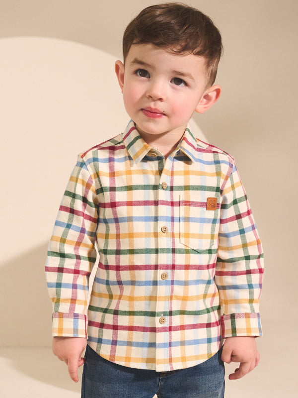 Ecru Bright Gingham Check Long Sleeve Check Character Shirt (3mths-7yrs)