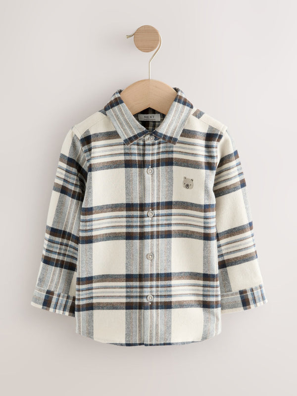Blue/Ecru Long Sleeve Check Character Shirt (3mths-7yrs)