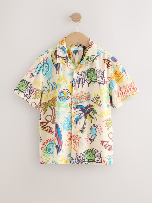 Ecru Graffitti Short Sleeve Printed Shirt (3-16yrs)