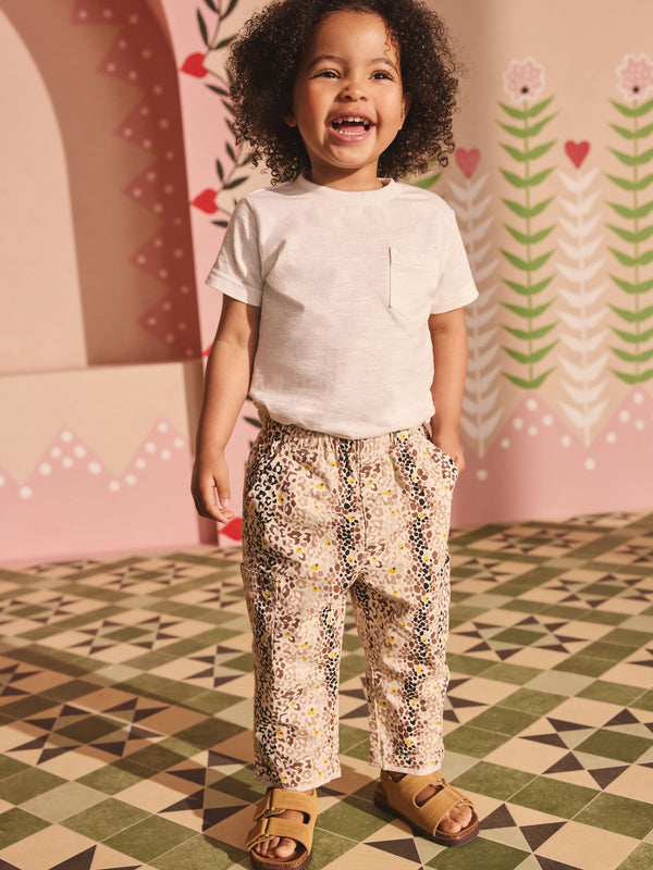 Tan Brown Leopard Print 100% Cotton Trousers (3mths-7yrs)