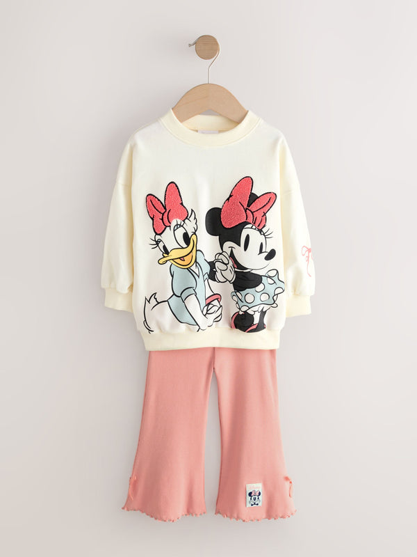 Ecru White Disney Minnie Mouse and Daisy Duck Long Sleeve Top and Flare Set (3mths-7yrs)
