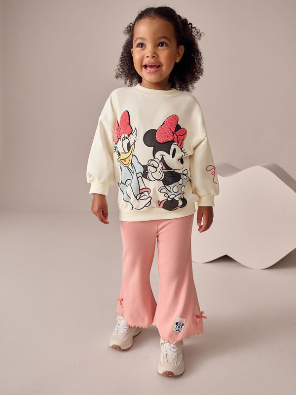 Ecru White Disney Minnie Mouse and Daisy Duck Long Sleeve Top and Flare Set (3mths-7yrs)