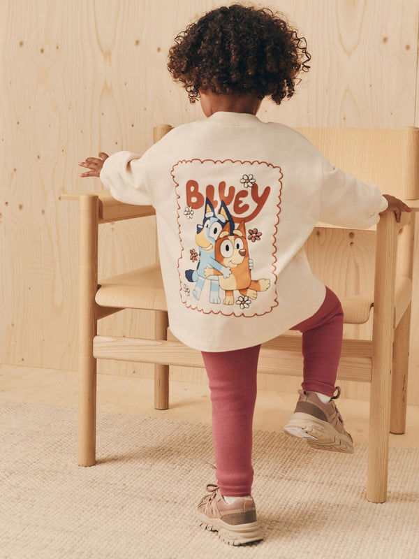 Ecru White Bluey Long Sleeve Top and Leggings Set (3mths-7yrs)