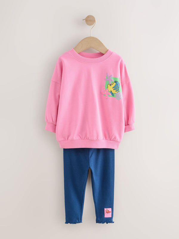 Pink Ariel Little Mermaid Long Sleeve Top and Leggings Set (3mths-7yrs)
