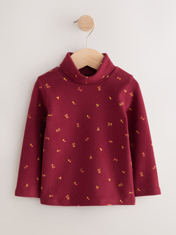 Burgundy Red Long Sleeve Roll Neck Top (3mths-7yrs)
