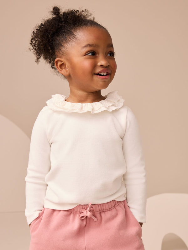 White Long Sleeve Collar Top (3mths-7yrs)