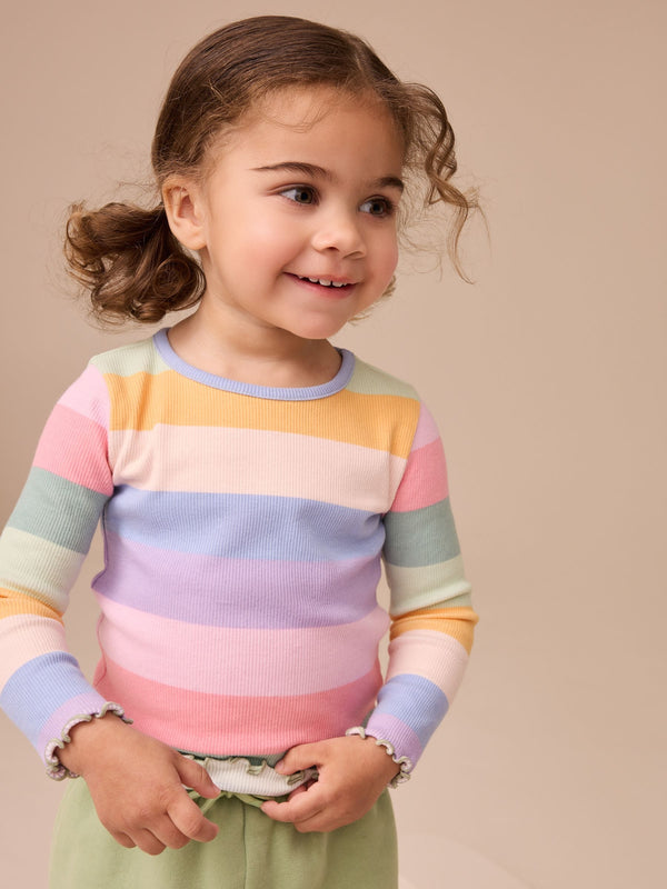 Rainbow Rib Long Sleeve T-Shirt (3mths-7yrs)