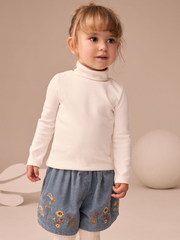 Ecru White Long Sleeve Roll Neck Top (3mths-7yrs)