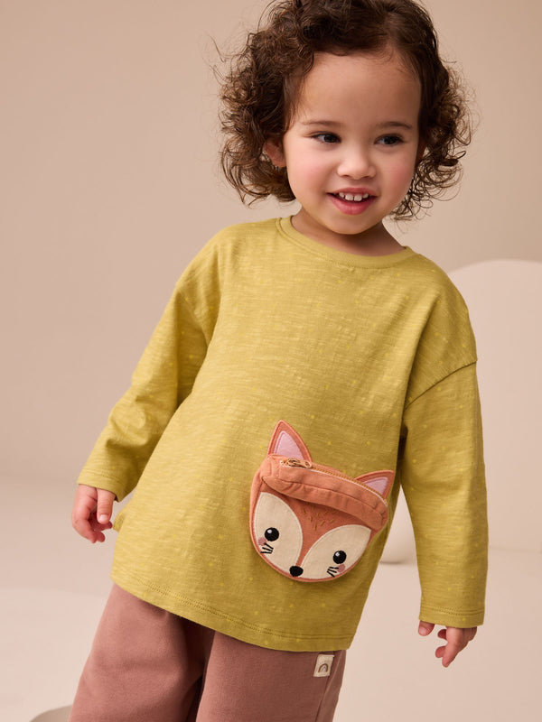Green Fox Long Sleeve Bag T-Shirt (3mths-7yrs)