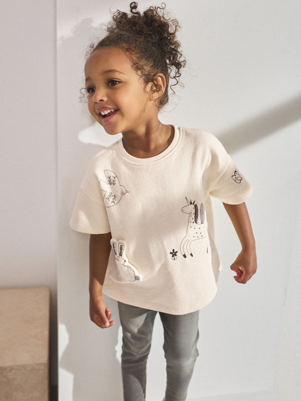 Ecru Unicorn Short Sleeve T Shirt (3mths-7yrs)