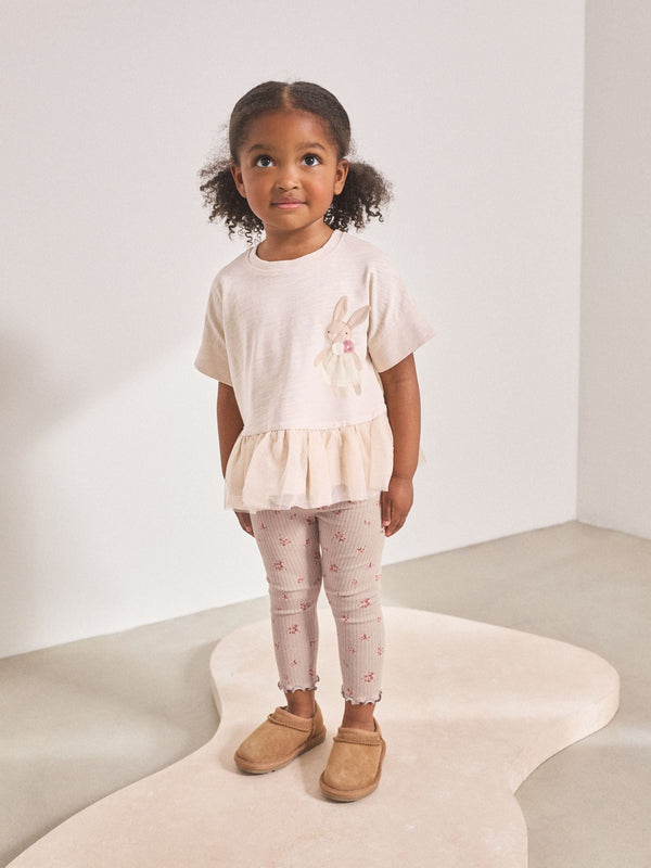 Light Pink Padded Bunny Short Sleeve Top and Leggings Set (3mths-7yrs)
