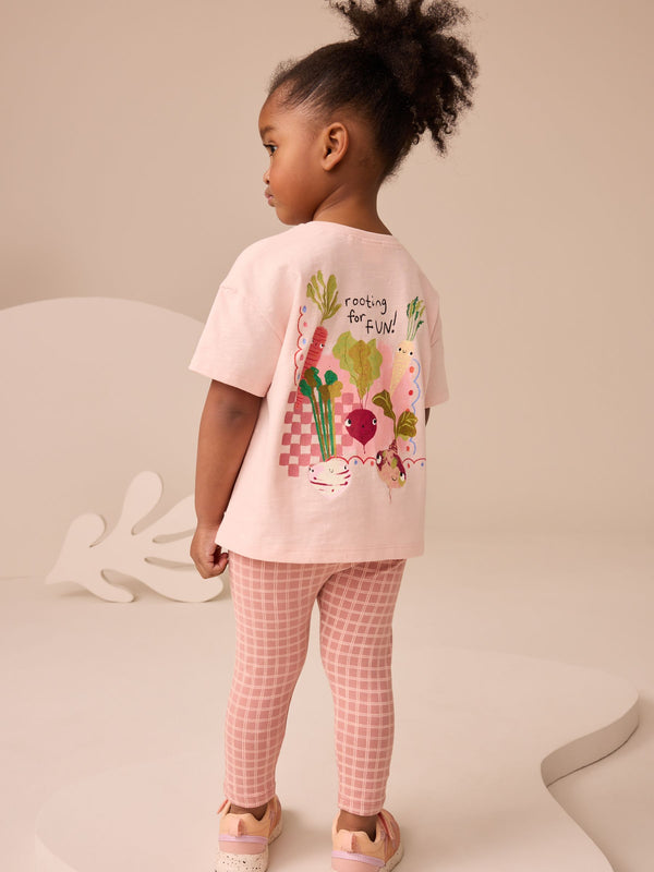 Pink Padded Veggie Characters Short Sleeve T-Shirt and Leggings Set (3mths-7yrs)