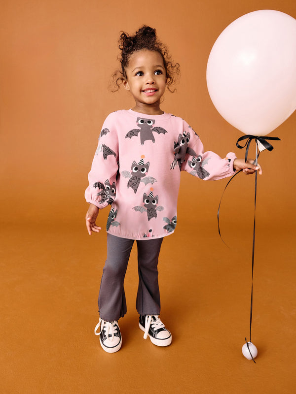Pink Halloween Padded Bat Long Sleeve Top and Flare Set (3mths-7yrs)