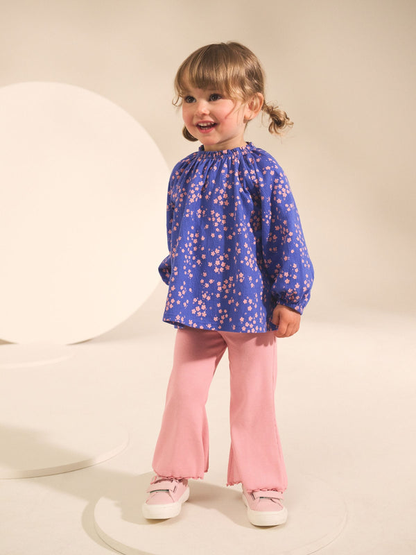 Blue Ditsy Floral Long Sleeve Blouse and Leggings Set (3mths-7yrs)