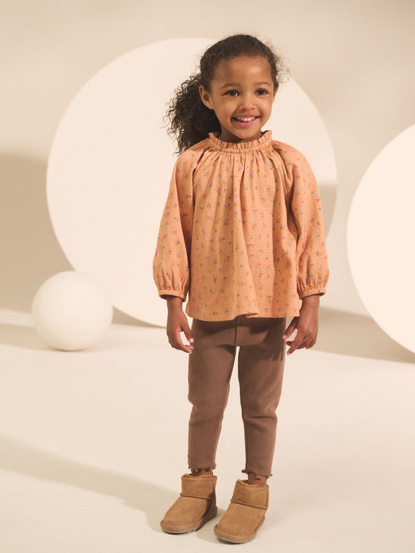 Orange Ditsy Floral Long Sleeve Blouse and Leggings Set (3mths-7yrs)