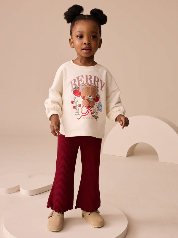 Berry Red Bear Character Long Sleeve Top and Flare Set (3mths-7yrs)