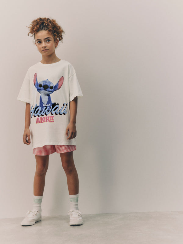 White Oversized 100% Cotton Disney Lilo and Stitch License T-Shirt (3-16yrs)