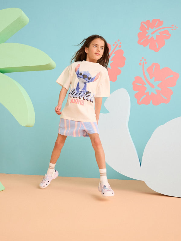 White Oversized 100% Cotton Disney Lilo and Stitch T-Shirt (3-16yrs)