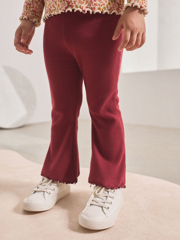 Burgundy Red Rib Flare Leggings (3mths-7yrs)