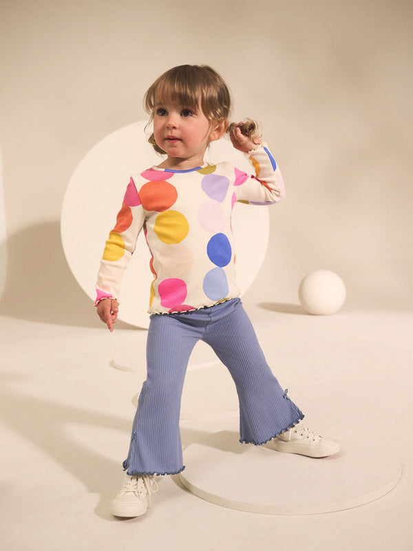 Blue Rib Flare Leggings (3mths-7yrs)