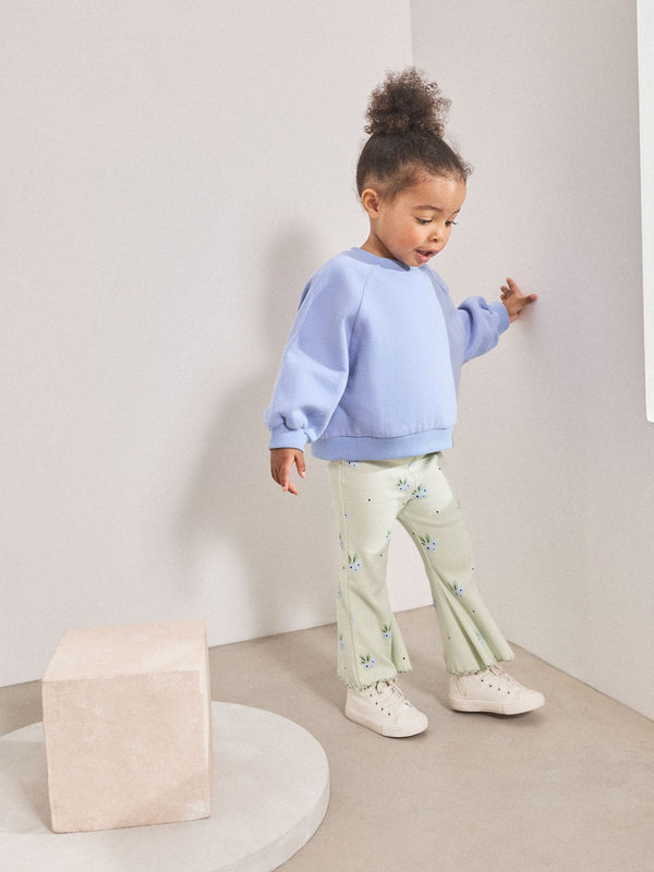 Mint Green Blueberry Rib Flare Leggings (3mths-7yrs)