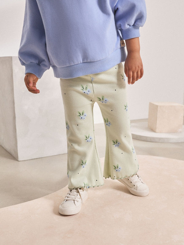 Mint Green Blueberry Rib Flare Leggings (3mths-7yrs)