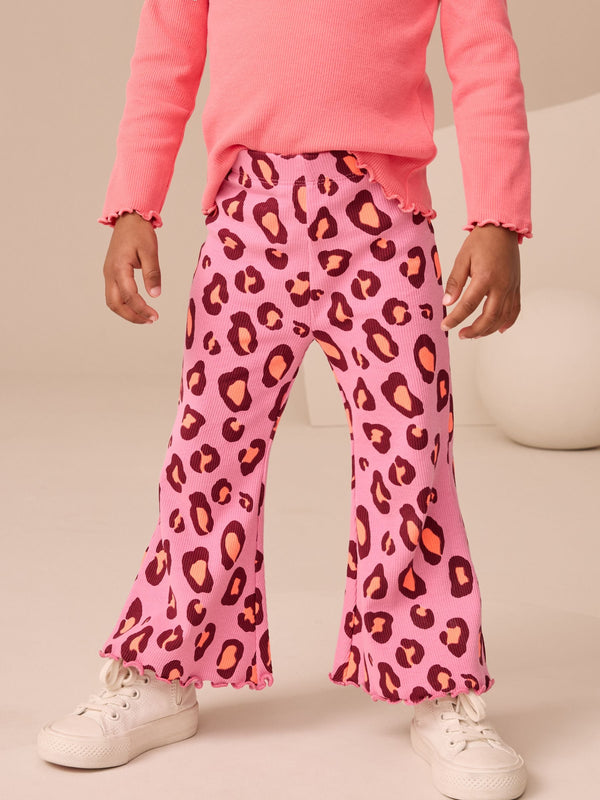 Purple Leopard Print Rib Flare Leggings (3mths-7yrs)