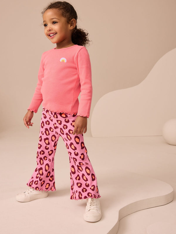 Purple Leopard Print Rib Flare Leggings (3mths-7yrs)