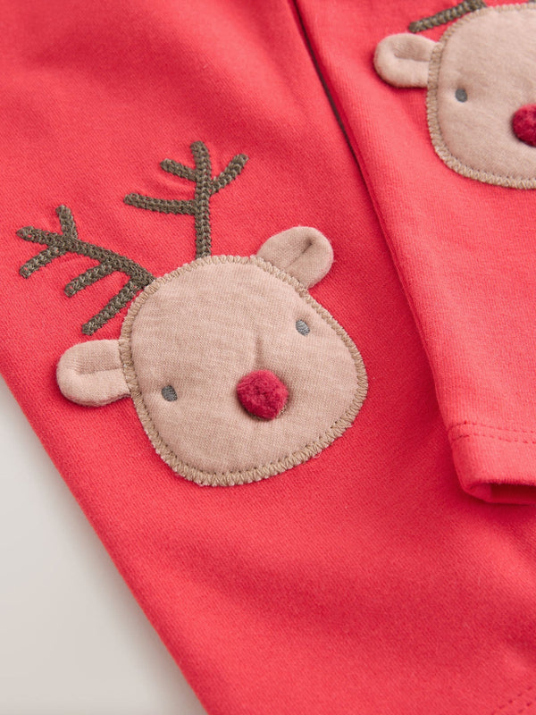 Red Christmas Reindeer Embellished Leggings (3mths-7yrs)