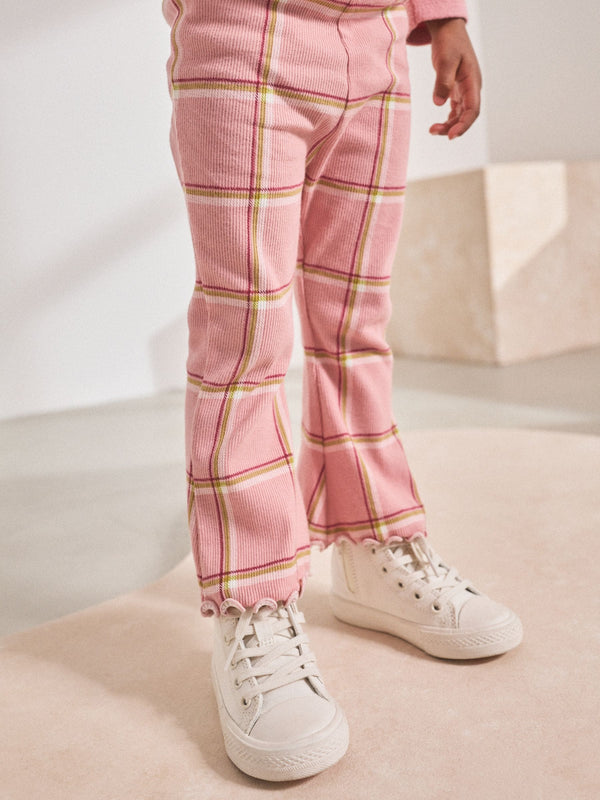 Pink Check Rib Flare Leggings (3mths-7yrs)
