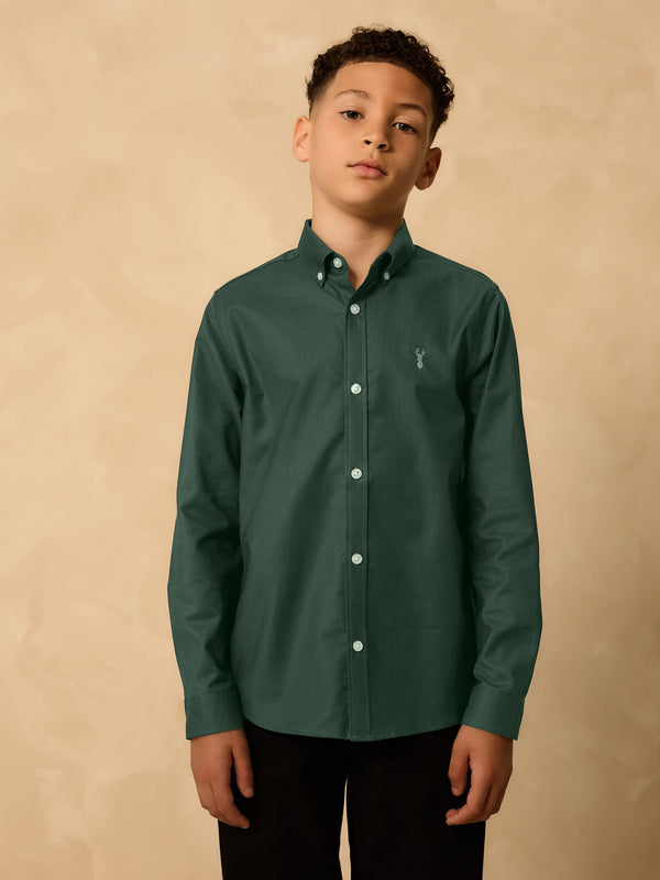 Dark Green Single Oxford Shirt (3-16yrs)