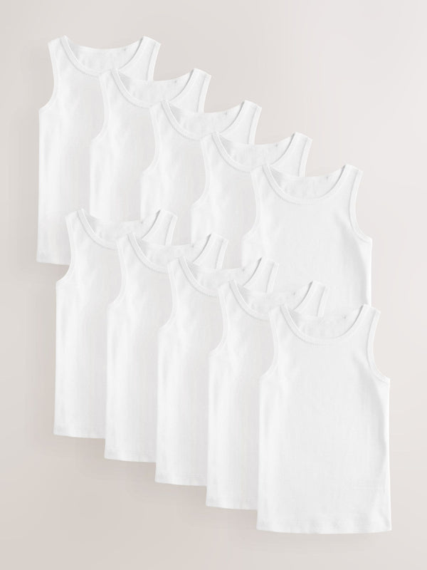 White 100% Cotton Vests 10 Pack (1.5-16yrs)