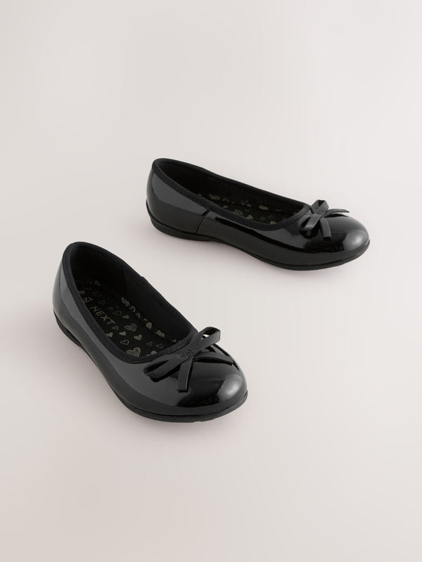 Black Patent Standard Fit (F) Leather Ballerina School Shoes