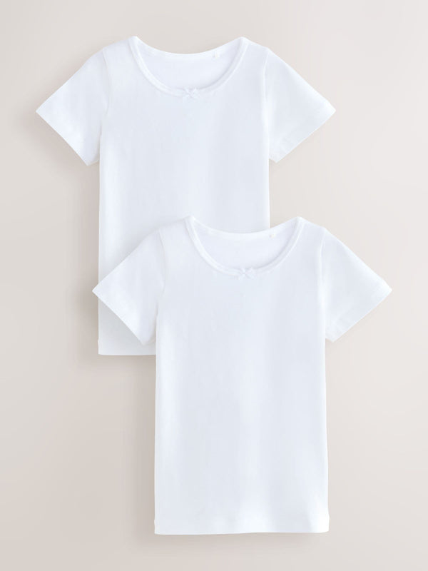 White Short Sleeve Vests 2 Pack (1.5-12yrs)
