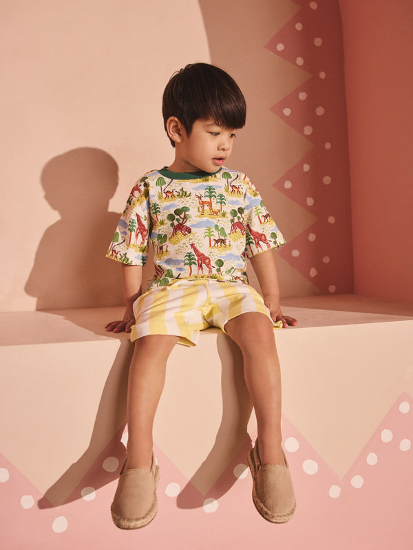 Green/White Safari All Over Print Short Sleeve T-Shirt and Short Set (3mths-7yrs)