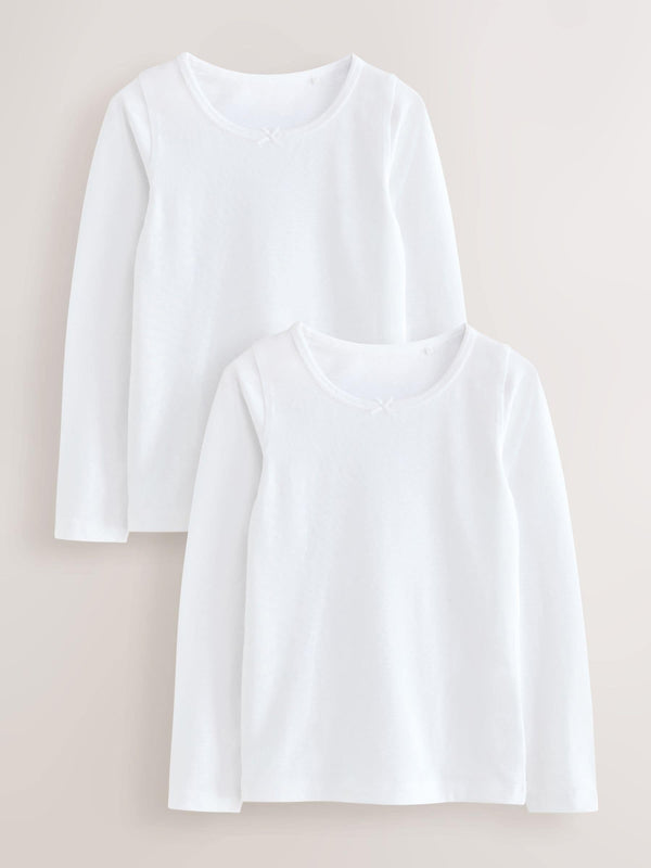 White Long Sleeve Vests 2 Pack (1.5-12yrs)